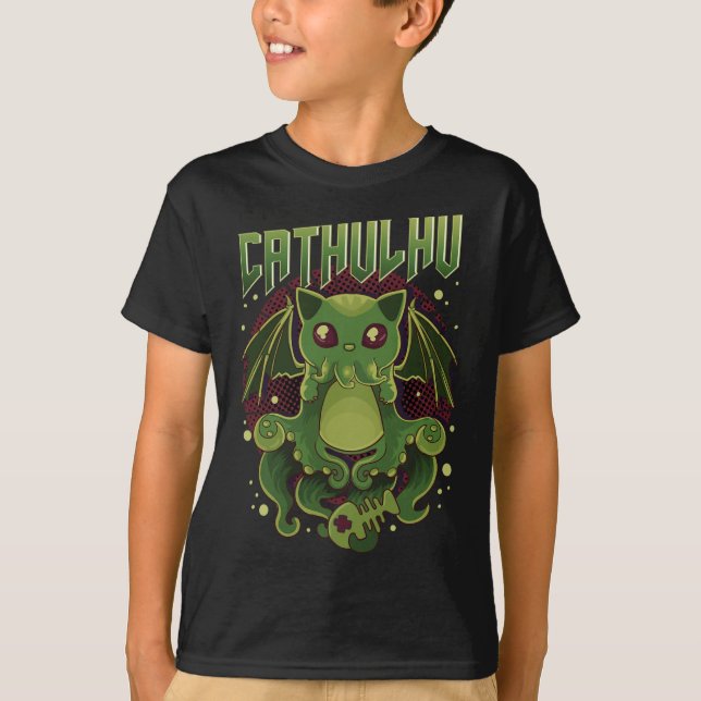 Cute och Funny Cathulhu Kawaii Cat Cthulhu T Shirt (Framsida)