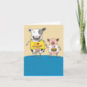 Cute- och Funny Cow- och Gris-paraårsdagen Kort