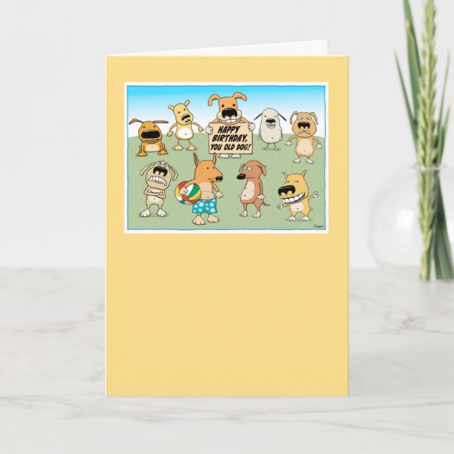 Cute och Funny gammal Hund-födelsedagskort Kort (Framsida)