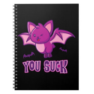 Cute och Funny Halloween Vampire Fladdermus You Su Anteckningsbok