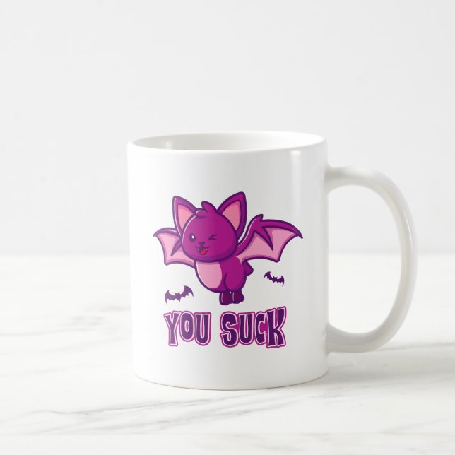 Cute och Funny Halloween Vampire Fladdermus You Su Kaffemugg (Höger)