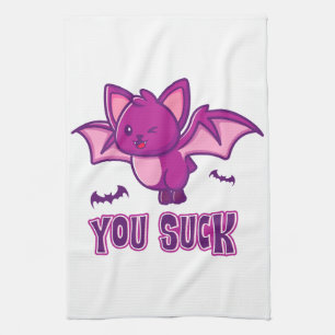 Cute och Funny Halloween Vampire Fladdermus You Su Kökshandduk