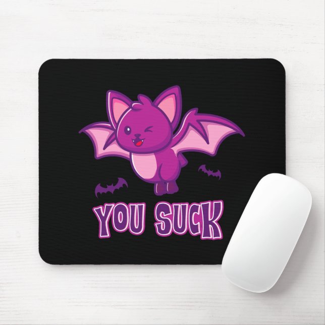 Cute och Funny Halloween Vampire Fladdermus You Su Musmatta (Med mus)