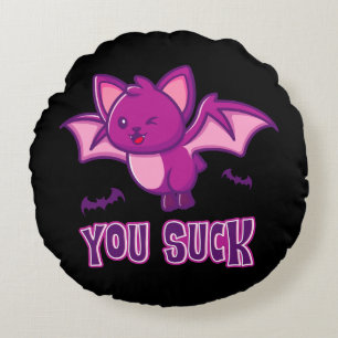 Cute och Funny Halloween Vampire Fladdermus You Su Rund Kudde