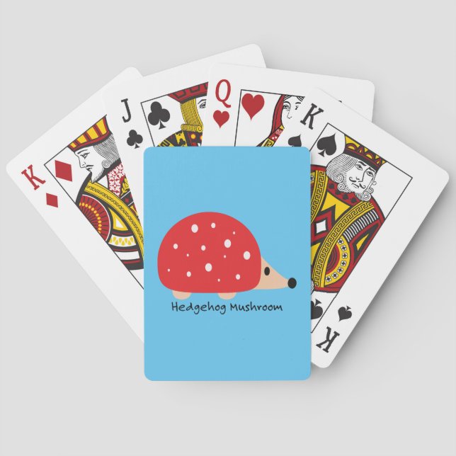 Cute och Funny Hedgehog Mushroom Casinokort (Baksidan)