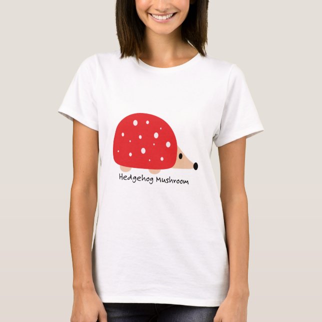 Cute och Funny Hedgehog Mushroom T Shirt (Framsida)