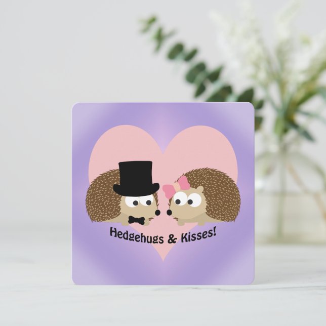 Cute och Funny Hedgehugs och Kisses Kort (Stående Fram)