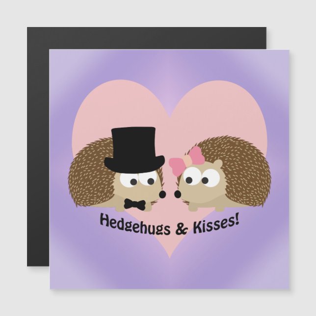 Cute och Funny Hedgehugs och Kisses magnetiskt kor (Fram/baksida)
