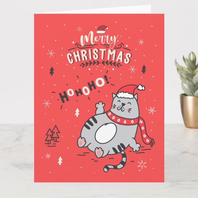 Cute och Funny Kat-jul glatta Hälsning Kort (Liten växt)