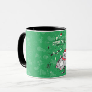 Cute och Funny Kat-jul glatta Hälsning Mugg