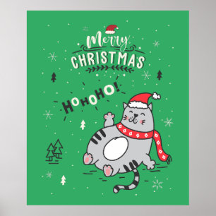 Cute och Funny Kat-jul glatta Hälsning Poster