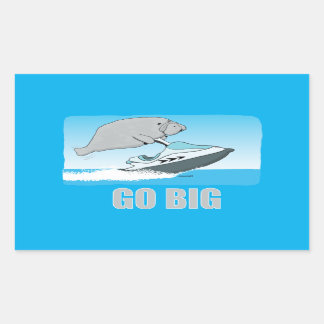 Cute och Funny Manatee på Jet Ski T-Shirt Rektangulärt Klistermärke