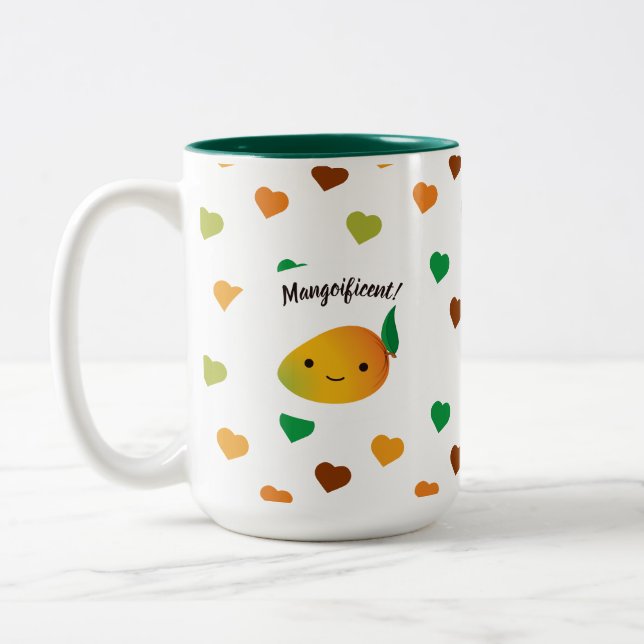 Cute och Funny Mangoificent Mango Två-Tonad Mugg (Vänster)
