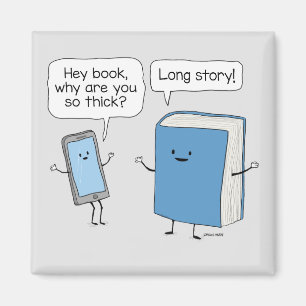 Cute och Funny Mobil och Thick Bok Long Story Magnet