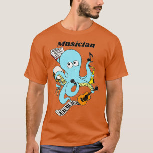 Cute och Funny Musician Octopus Design T Shirt