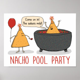 Cute och Funny Nacho Bassäng Party i Salsa Poster