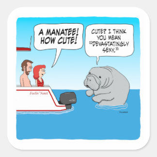 Cute och Funny och Väldigt Sexy Manatee Fyrkantigt Klistermärke