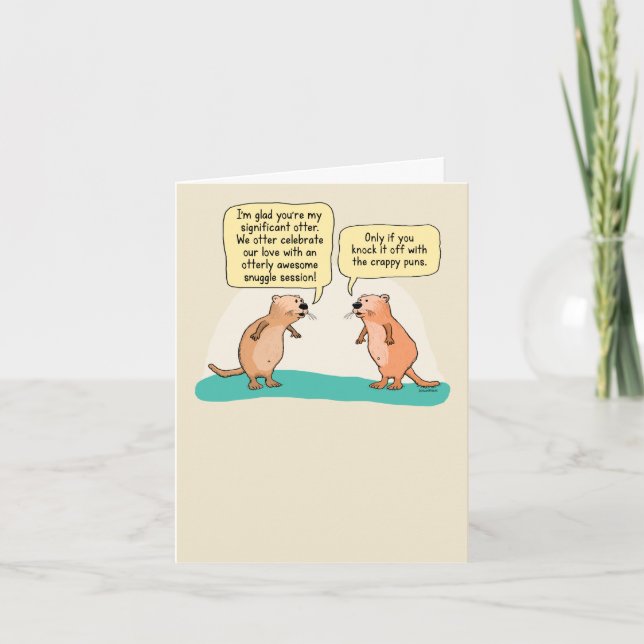 Cute och Funny Otter Puns-årsdag Kort (Framsida)