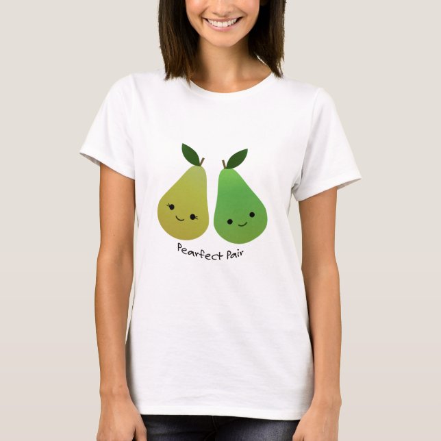 Cute och Funny Pearfect Pair Pears T Shirt (Framsida)