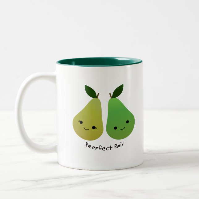 Cute och Funny Pearfect Pair Pears Två-Tonad Mugg (Vänster)