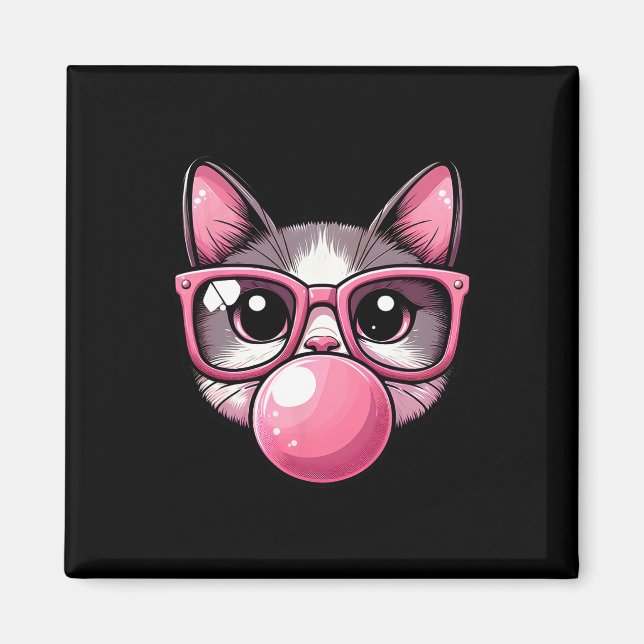 Cute och funny Rosa, slungor och blåstömningsbubbl Magnet (Framsidan)