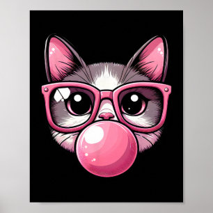 Cute och funny Rosa, slungor och blåstömningsbubbl Poster