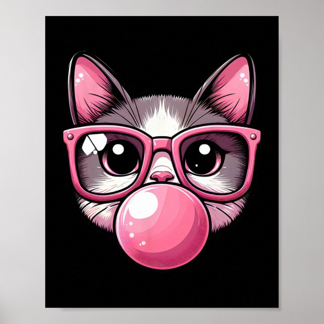 Cute och funny Rosa, slungor och blåstömningsbubbl Poster (Framsidan)