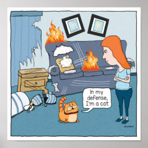 Cute och Funny, skadligt katt Poster