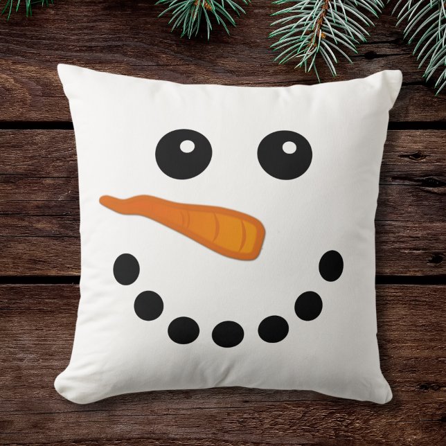 Cute och Funny Snögubbe Ansikte Festive Pillow Kudde (Skapare uppladdad)