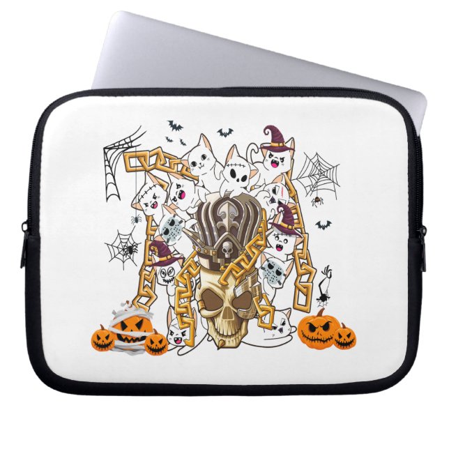 Cute och Funny Spooky Evil Cats Laptop Fodral (Framsidan)