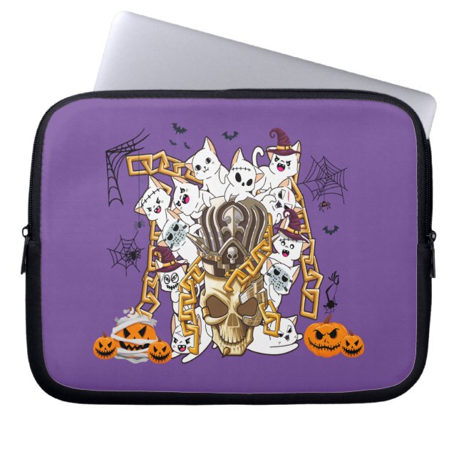 Cute och Funny Spooky Evil Cats Laptop Fodral (Framsidan)