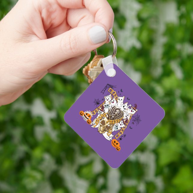 Cute och Funny Spooky Evil Cats Nyckelring (Hand)