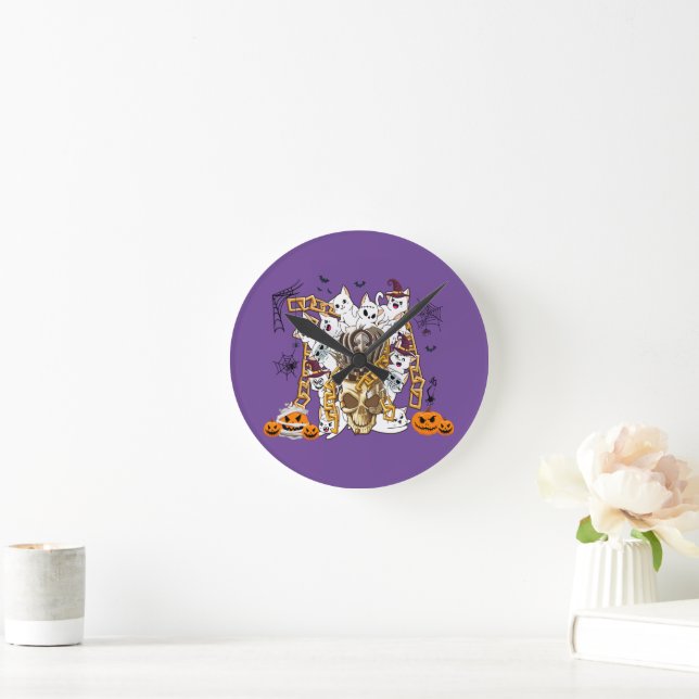Cute och Funny Spooky Evil Cats Rund Klocka (Hem)