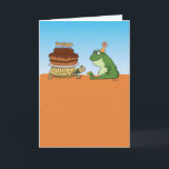 Cute och Funny Turtle och Frog Birthday Kort<br><div class="desc">Det här söta och roliga födelsedagskortet har en sköldpadda som tar med sig en groda en födelsedagskalas. Det var värt att vänta!

Tack för att du valde den här originalsymbolen av © Chuck Ingwersen och stöder mig - en oberoende-artist! Jag lägger ut tecknader varje dag på Instagram: https://www.instagram.com/captainscratchy</div>