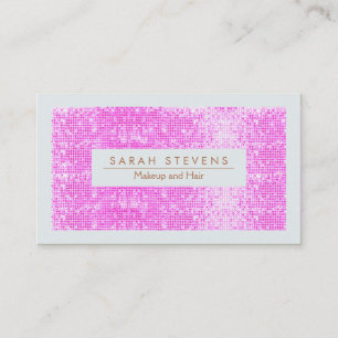 Cute och Girly Shock rosa Sequins Makeup och Hair Visitkort