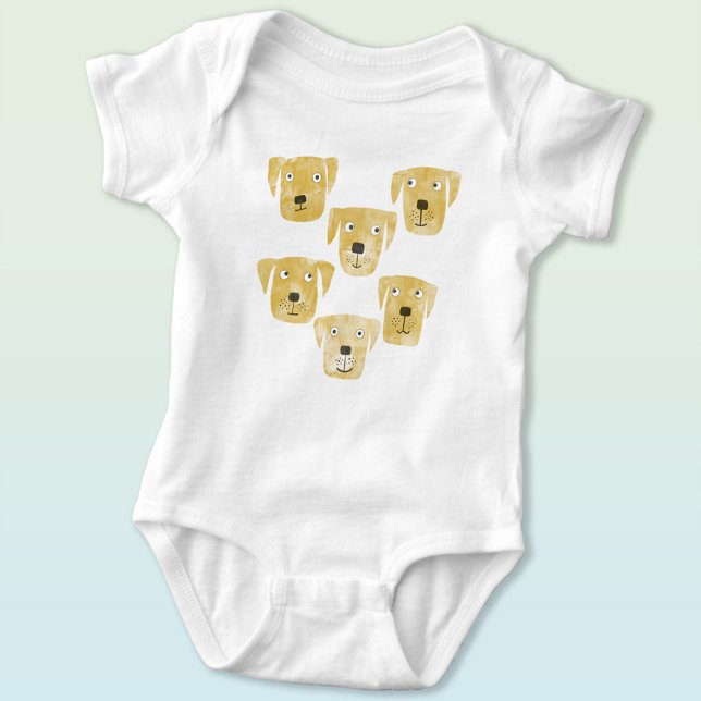 Cute och Goofy Golden Labrador Retriever Hund T Shirt (Golden labrador retriever dog baby bodysuit)