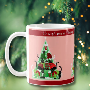 Cute och Grönt Cat Julgran Anpassningsbar Mugg