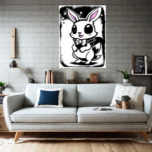 Cute och kanin AI Art Poster