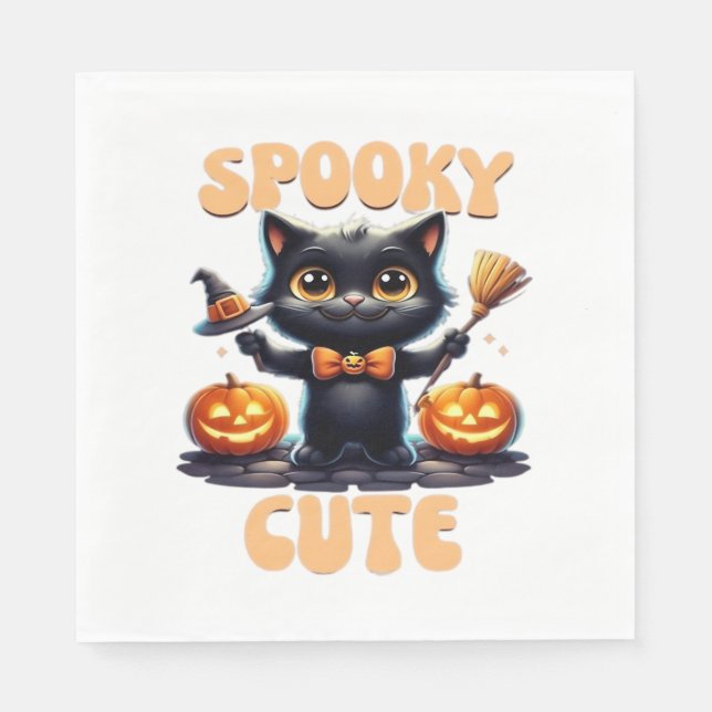 Cute och läskig svart katt Klassisk T-Shirt Pappersservett (Framsidan)