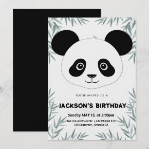 Cute och lekfull panda-themed-födelsedags inbjudningar