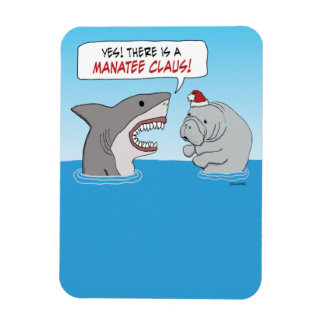 Cute och lustig haj och Manatee Claus Magnet