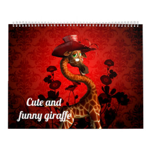 Cute och lustig tecknad giraffe kalender