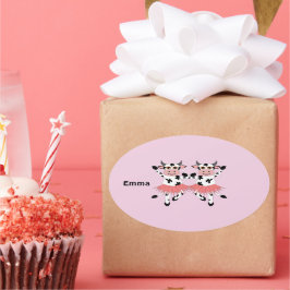 Cute och lustiga danskor ovalt klistermärke