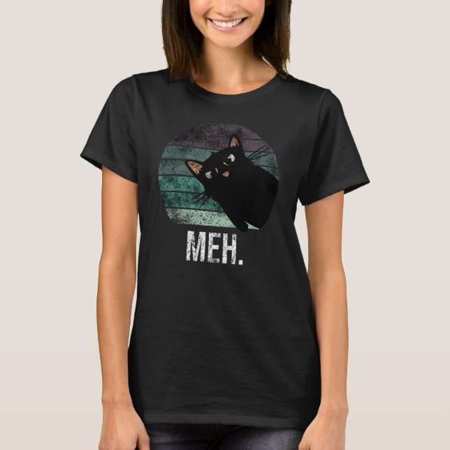 Cute och lustiga svarta kattmeh T-Shirt (Framsida)