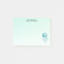 Cute och Lycklig Blue-Grönt Jellyfish Post-it Block