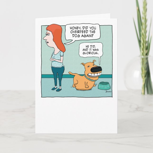 Cute och Lycklig överutfodrad Hund Funny Birthday Kort (Framsida)