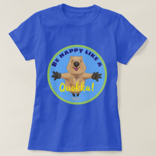 Cute och lycklig quokka-hoppande tecknad t shirt