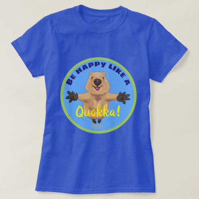 Cute och lycklig quokka-hoppande tecknad t shirt (Design framsida)