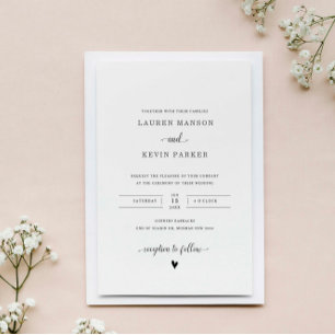 Cute och minimalistiskt hjärta kärlek bröllop inbjudningar