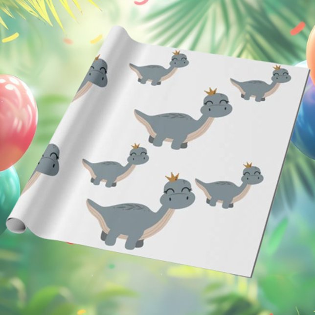 Cute och Modern Boho Dinosaur Party Presentpapper (Get ready to party with our awesome T-Rex illustrations! )